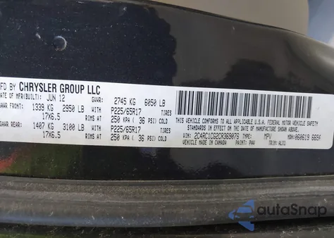 2012 Chrysler Town & Country Touring-L from USA, damaged, VIN 2C4RC1CG2CR369076